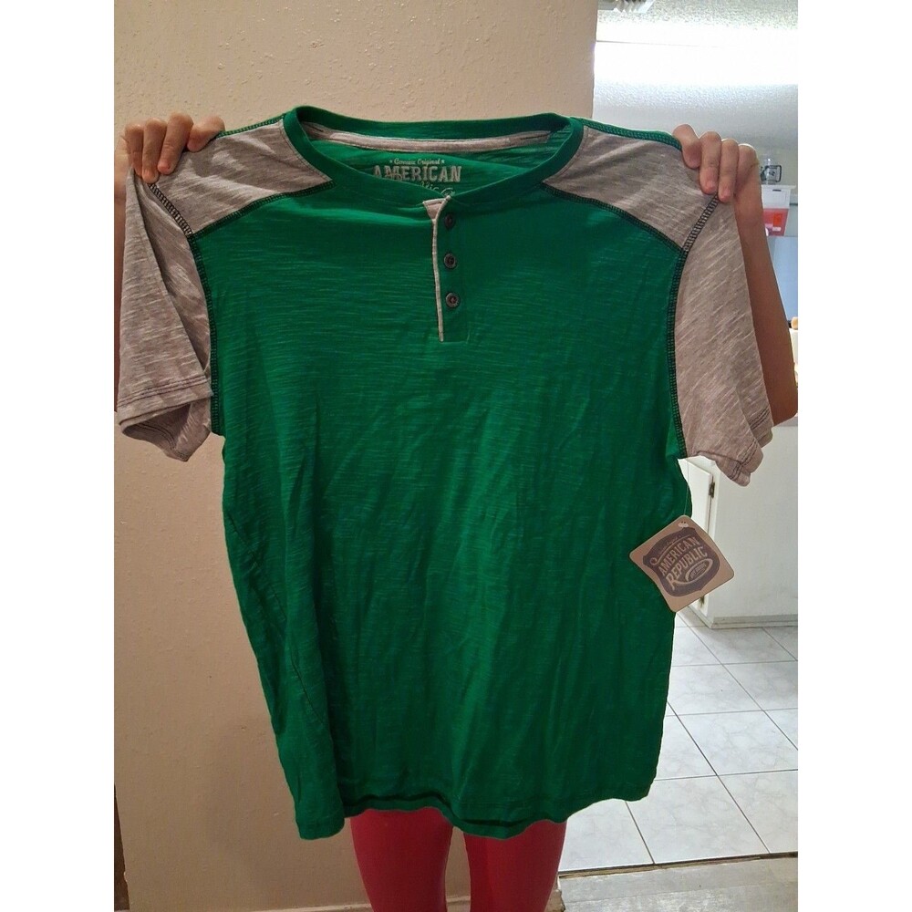 (#2) American Republic Dry Goods Small Green Gray sleeves New W/ Tags